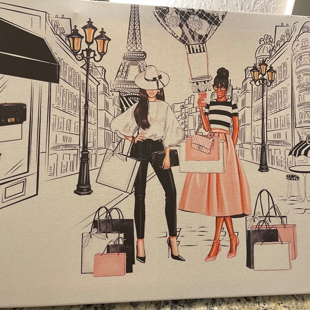 Romantic Paris Street Wall Art Canvas - NIB